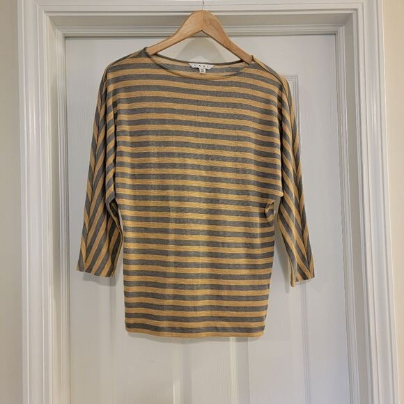 CAbi Striped Gray Polish Long Sleeve Blouse #957 size XS - Picture 2 of 5